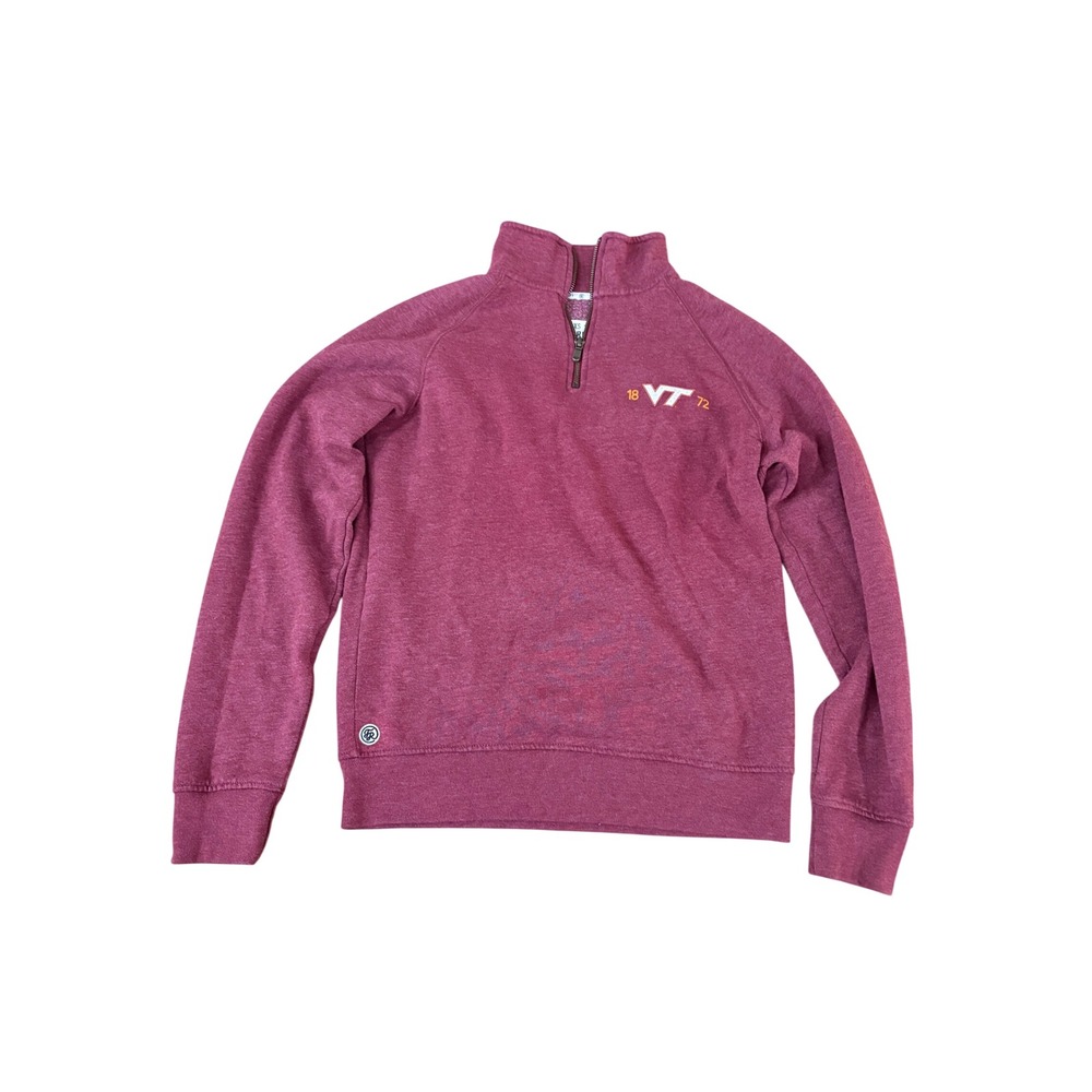 Fall Rush Virginia Tech Hokies Quarter Zip Sweatshirt Maroon Womens XS VT 1872